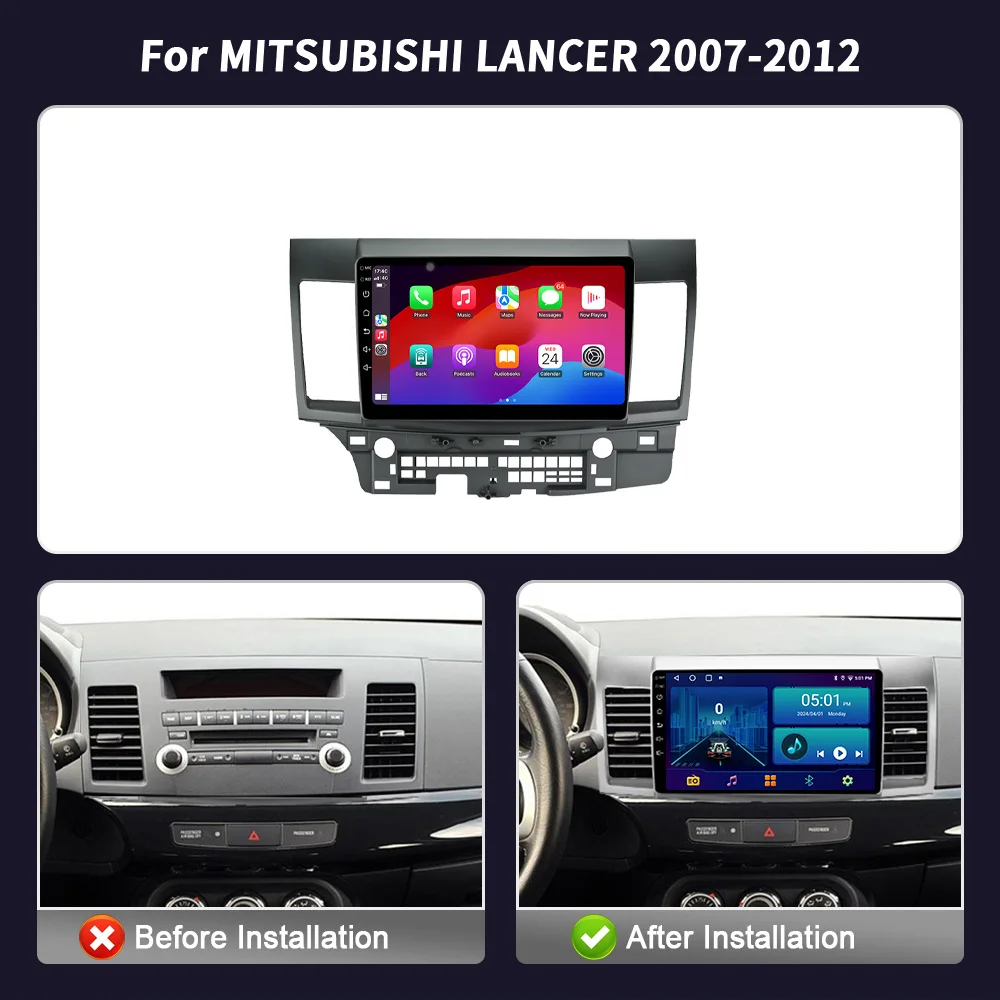 Wireless CarPlay Screen Stereo Android For MITSUBISHI LANCER 2007-2012 Car Radio Multimedia Player Navigation