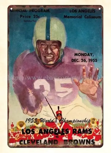 1955 football Championship Program Rams vs  metal tin sign