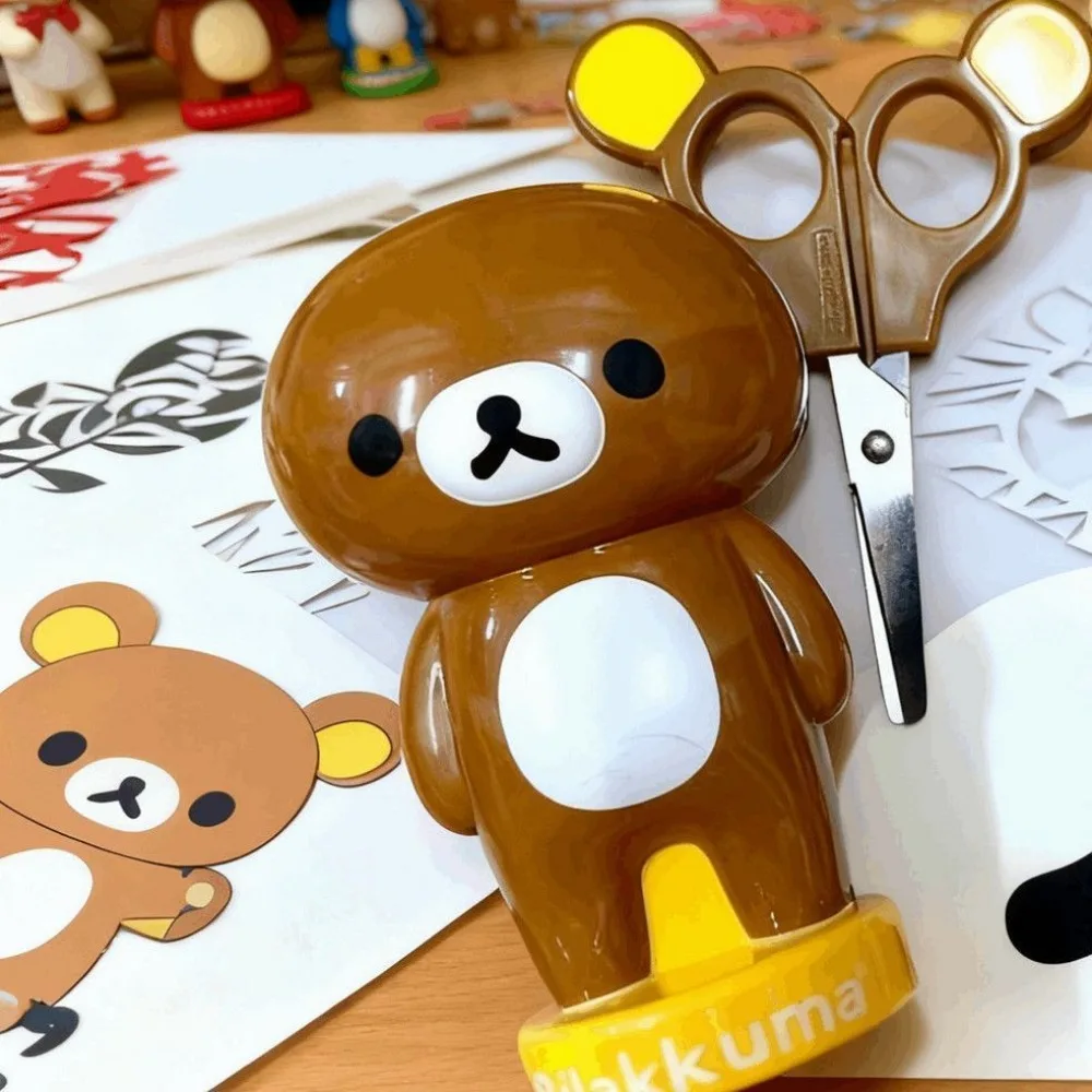 Kawaii Rilakkuma Scissors Vintage Cute Cartoon Anime Portable Handmade Special Tool Desktop Ornament for Girls Gifts Toys