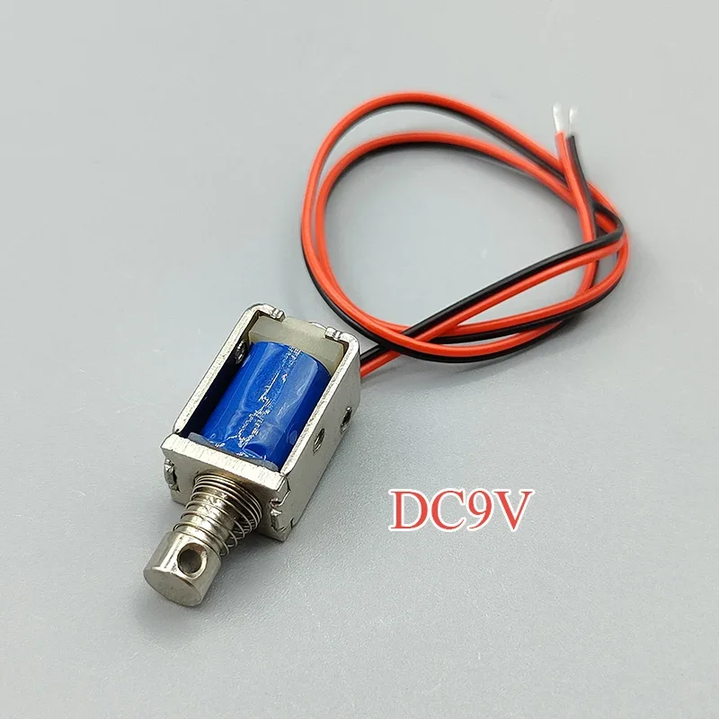 DC 3V 5V 6V 9V 12V 8Mm * 10Mm Mini Push-Pull Melalui Tipe Mikro DC Elektromagnet Bingkai Terbuka Pegas Solenoid Magnet Stroke 4Mm