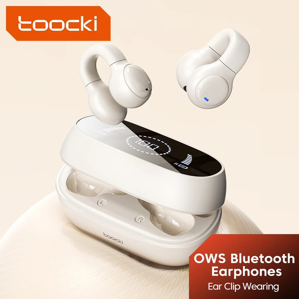 Toocki OWS Wireless Bluetooth Headset Anti Sweat Mini High-Quality Earphone Bluetooth 5.3 Sports LED Digital Display Earbuds