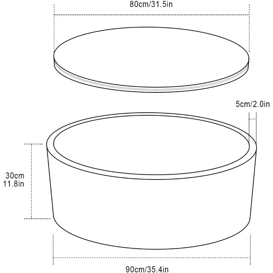 Poço de bola de espuma de memória macia, esponja redonda interna (sem bolas) para crianças pequenas - branco, 90 cm