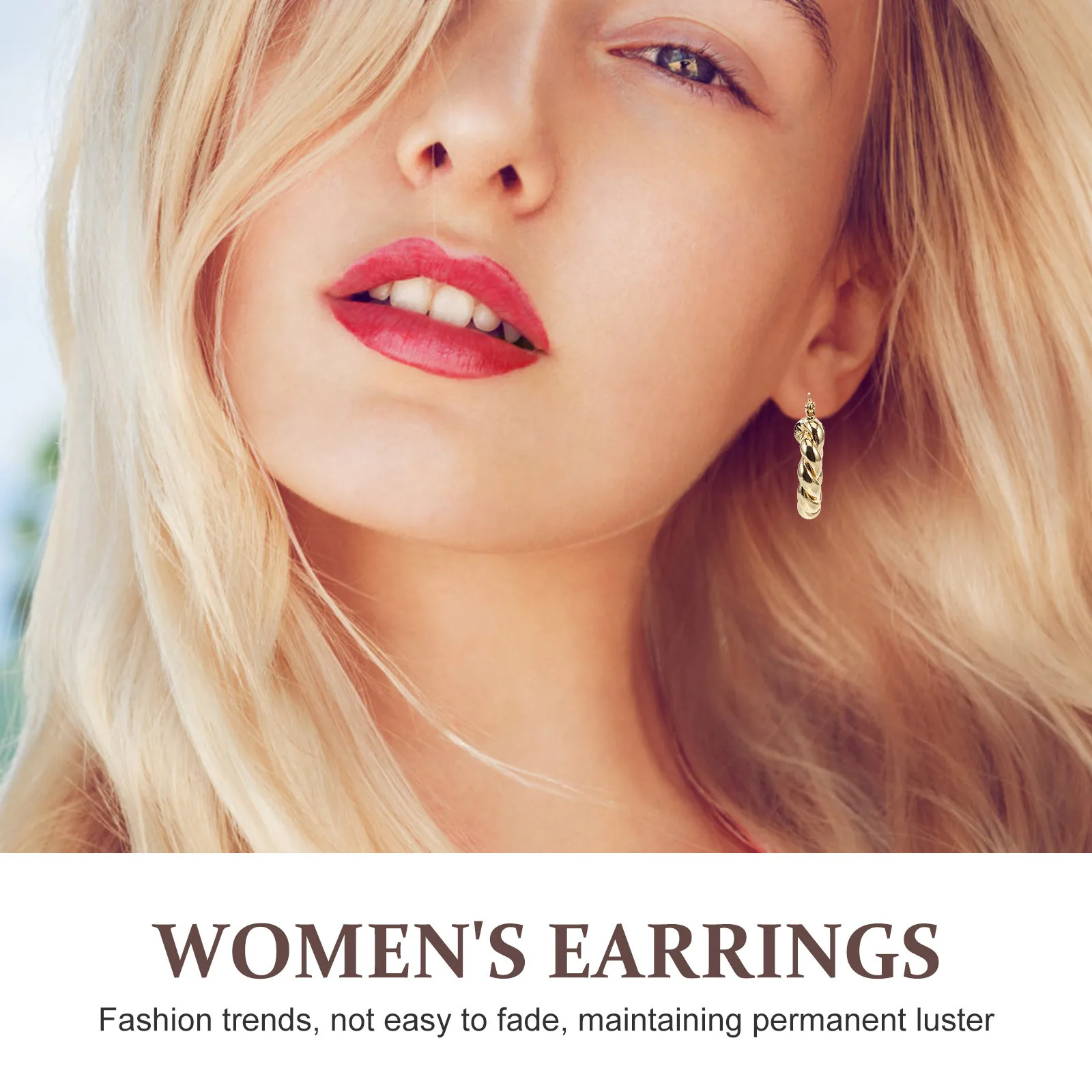 

Women Twist Style Earrings Real Gold Plated Fashion Jewelry For Women Dangling Ear Studs Party Wedding Gift Alloy Earrings