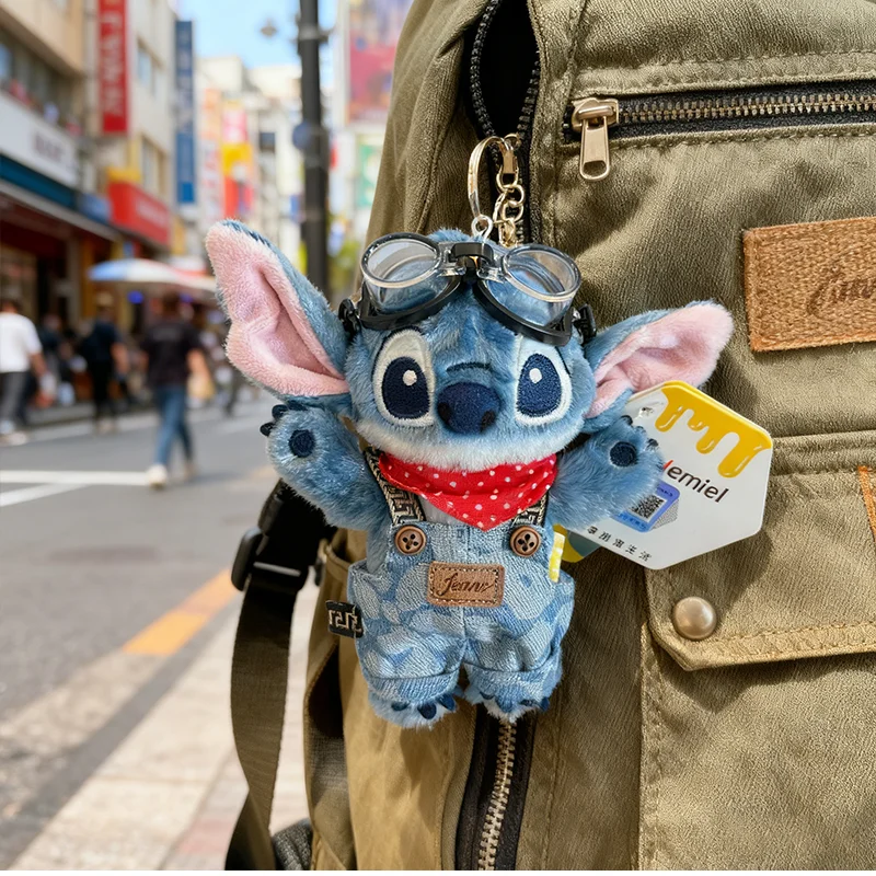 Novo disney dos desenhos animados anime lilo & stitch boneca de pelúcia mochila pingente chaveiro do carro bonito brinquedos de pelúcia presente aniversário das crianças