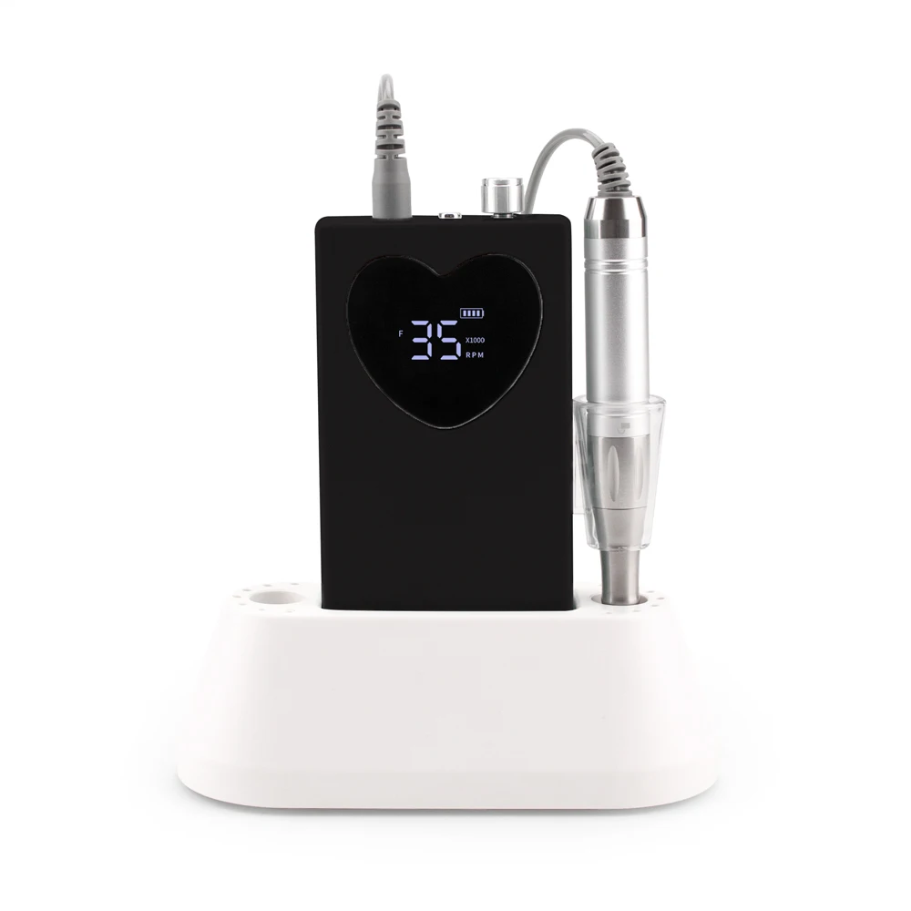 Trapano per unghie con schermo a cuore senza fili ultrasottile portatile senza nucleo 35K 35000 giri/min Trapano elettrico per lima per unghie ricaricabile per manicure