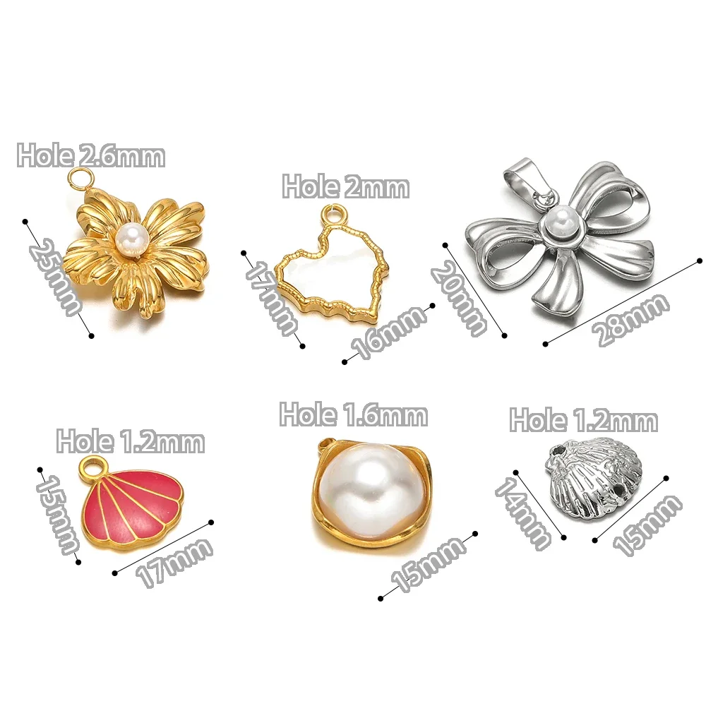 5 sztuk ze stali nierdzewnej emalia Shell Charms Bowknot wisiorki DIY komponenty do biżuterii naszyjnik dla dzieci kolczyki dla dzieci akcesoria do rękodzieła