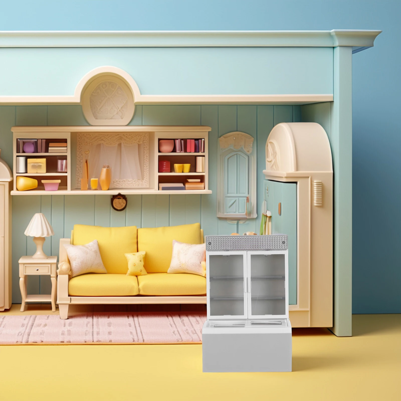 

Fridge Simulation Ice Cream Cabinet Display Model Dollhouse Child Mini
