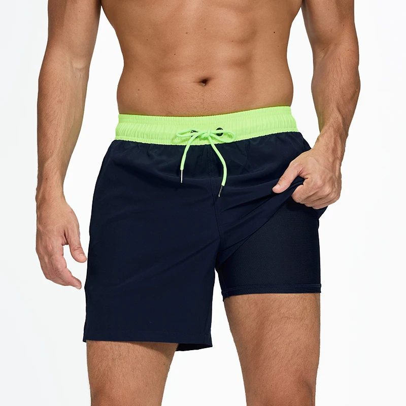Upgrade Atmungsaktive Shorts für Herren 2-in-1 Schnelltrocknende Urlaubs-Fitness-Sport-Badeshorts mit Taschen Strandhosen für Damen und Paare Sommer – Detail 7