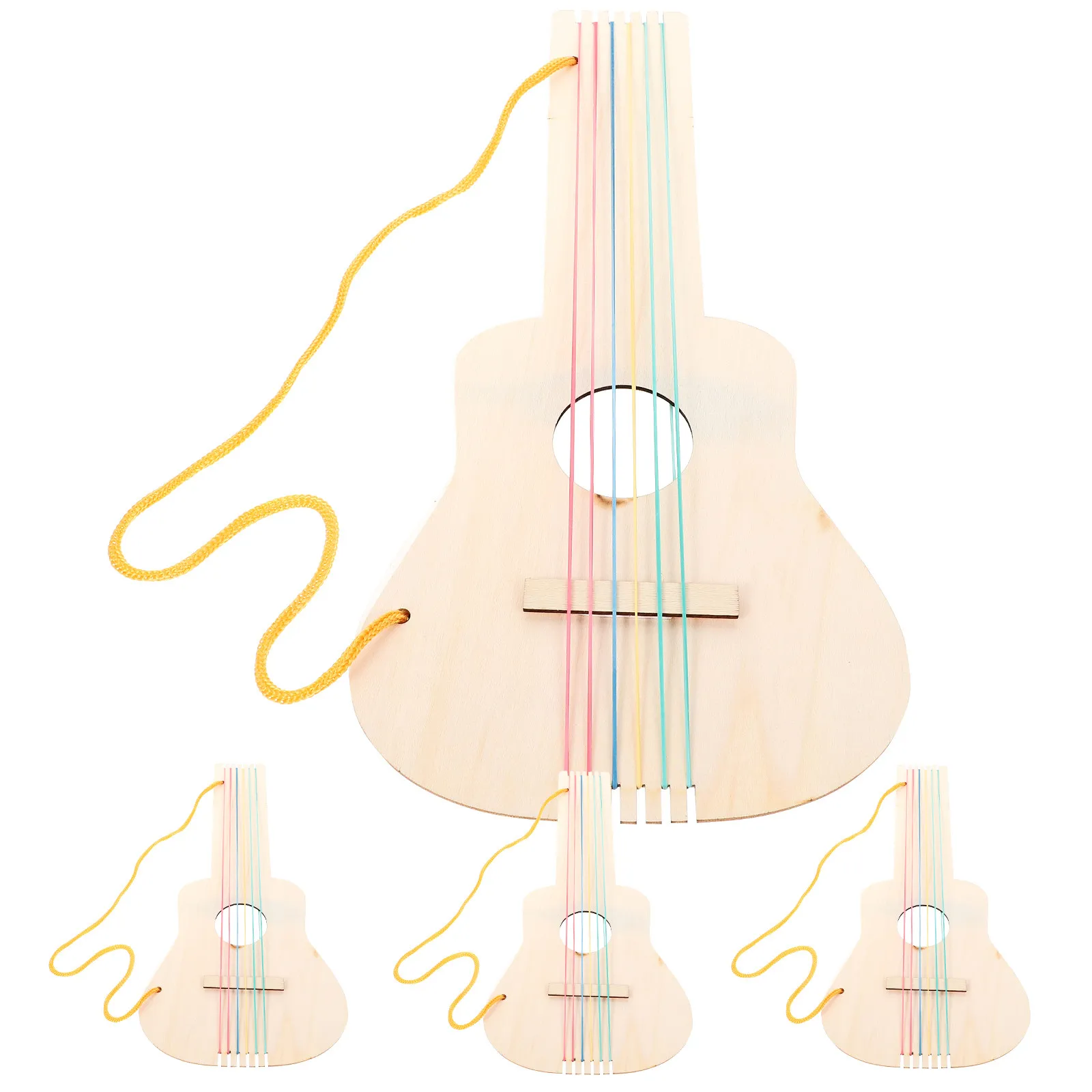 4-セット子供-diy-木製ギター未完成ブランクウッドギター滑らかな表面クリエイティブ音楽クラフトブランクウッドギター