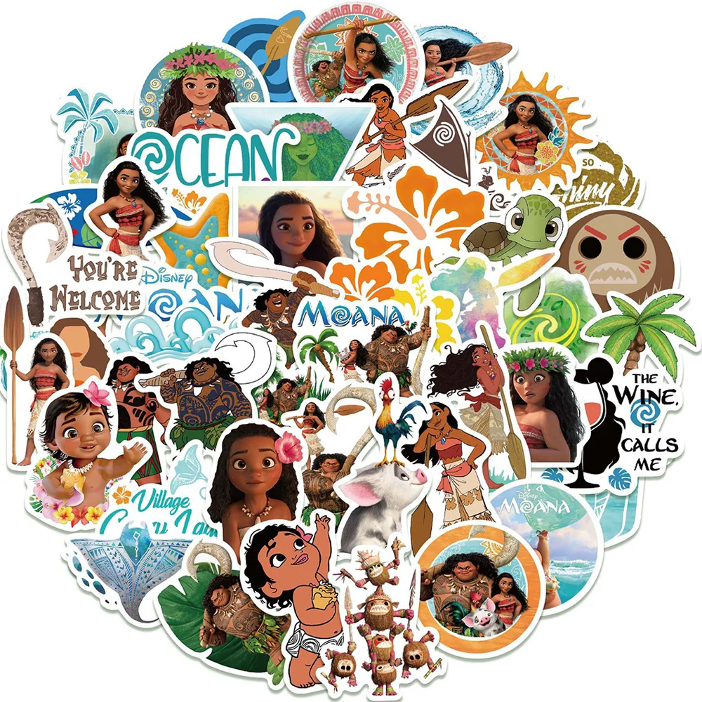 10/30/50pcs Disney Cartoon Moana Stickers Kawaii Princess Girls Sticker for Suitcase Laptop Scrapbooking Laptop Cute Toys Decal