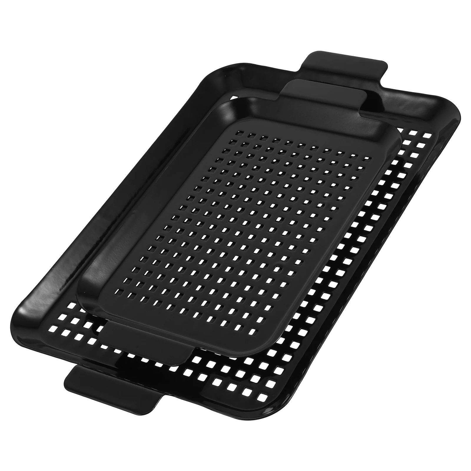 

2Pcs Nonstick Grill Pans Rectangle Grilling Tray Perforated Basket Cooking Pan for Outdoor Bbq Vegetable Meat Seafood Grill