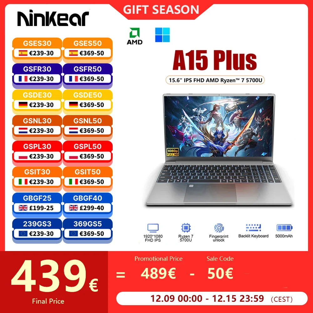 Ninkear a15 plus Gaming-Laptop 15.6 \