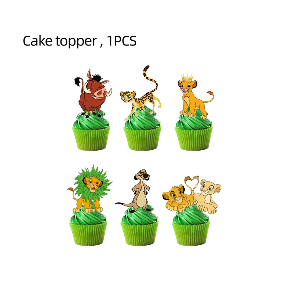 24pcs/lot Lion King Theme Cake Decorations Cake Topper Kids Girls Birthday Party Supplies Baby Shower Gift Cupcake Picks