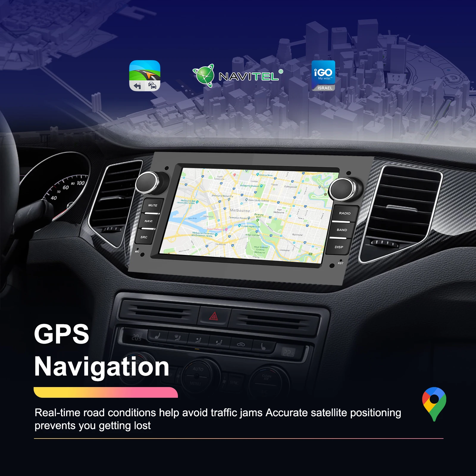 Autoradio Podofo 7'' 2Din con Carplay, Android Auto, sistema di guida intelligente, MirrorLink, navigazione GPS, lettore multimediale, WIFI, BT per Opel Astra, Antara, Vectra, Corsa, Zafira, Meriva,