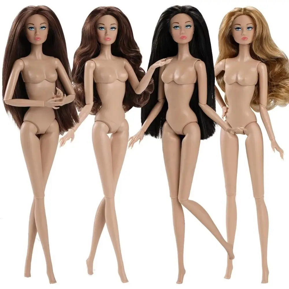 

Girls European Supermodel Nude Doll Dark Skin Dress Up 1/6 Doll Model Movable Curly Hair Action Figure Body DIY Toys