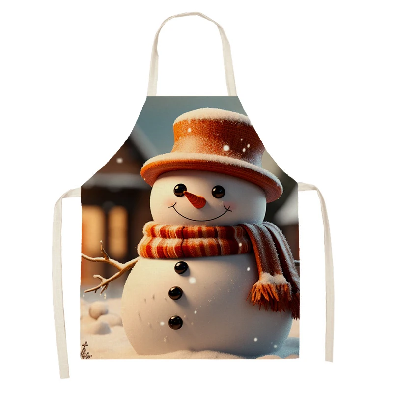 Women's kitchen apron Linen man Children's Big size Child girl Waterproof funny Half Work Coffee art winter Merry Christmas image 2