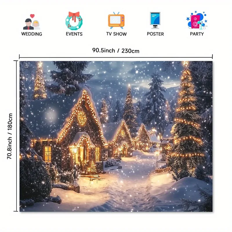 VIKAMA Santa Christmas Night Tapestry, Sleigh Reindeer over Town, Xmas Wall Hanging Decor for Bedroom Living Room Dorm