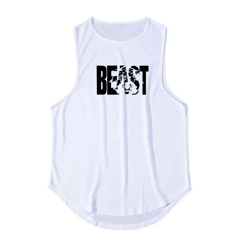 Men's Beast Graphic Gym Tank Top, Sleeveless Workout Muscle Shirt, Fitness Apparel