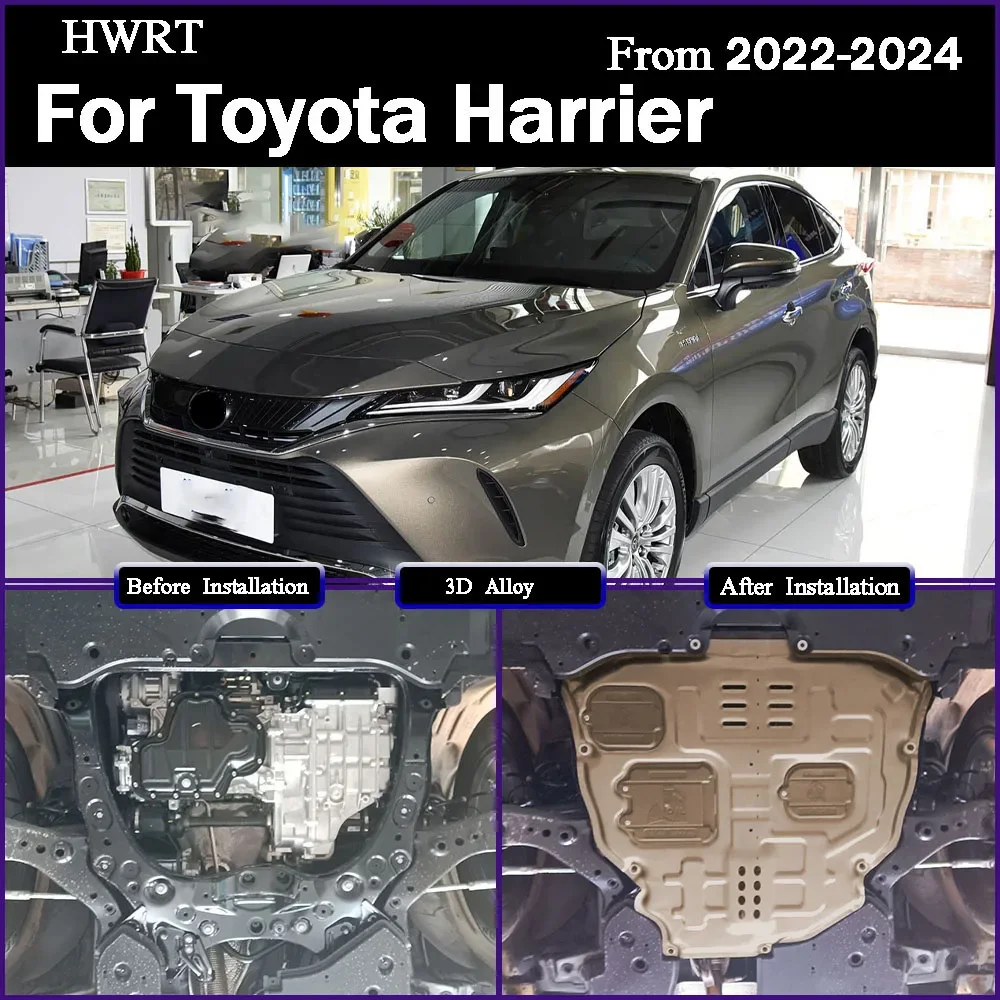 Black Under Engine Guard Plate Splash Shield Mud Fender Cover Mudguard Protector For Toyota Harrier 2022-2024 2.5L