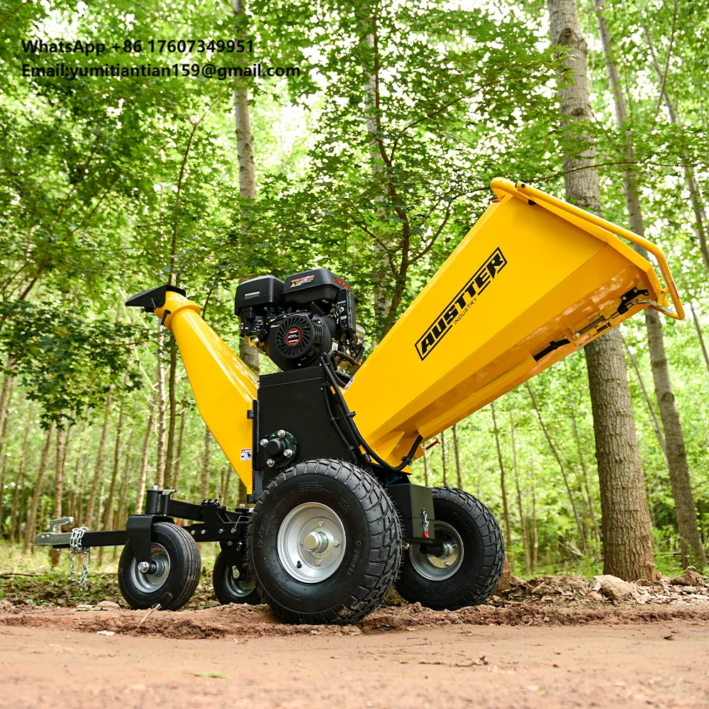 

AUSTTER Trailer Mounted Garden Using 15hp Petrol Motor Branch Shredder Machine Twigs Wood Chipper Machine