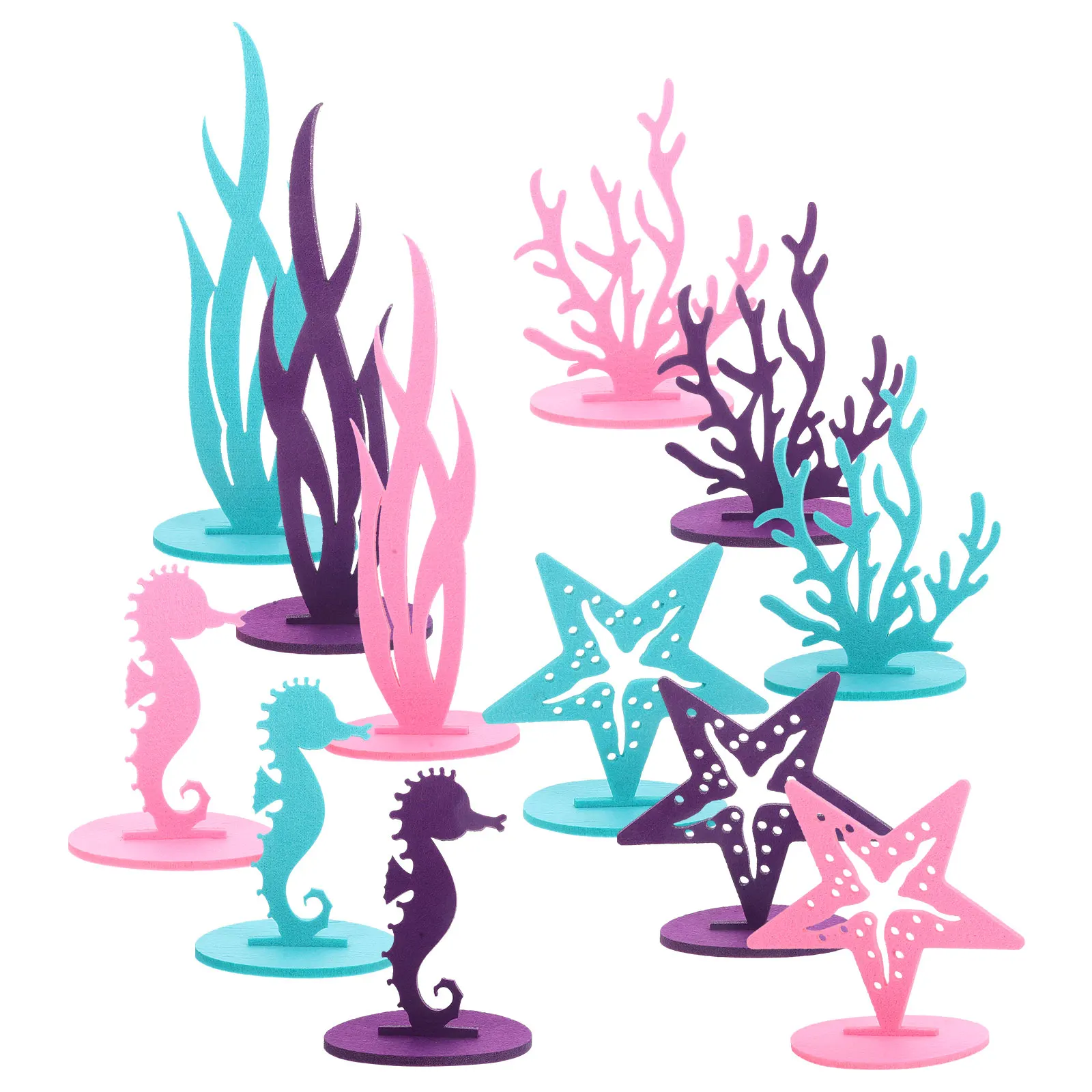 

12 Pcs Ocean Decor Felt Table Centerpiece Marine Party Favor Supplies Home Garden Decoration Reusable Birthday Mermaid