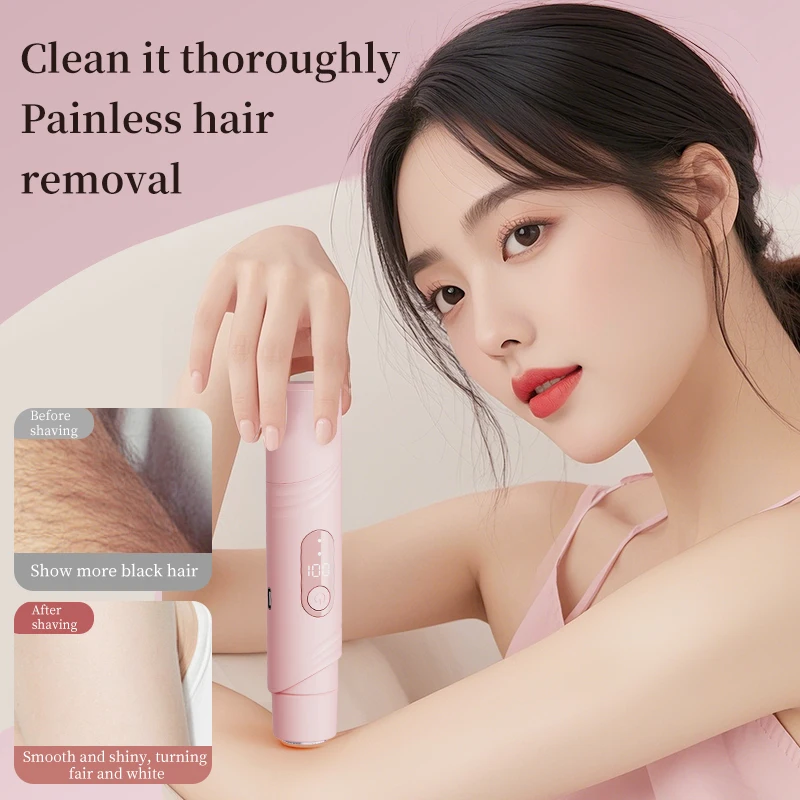 

Women's 2-in-1 Dual-Head Electric Razor Painless Bikini Trimmer Wet/Dry Use Detachable Head for Ladies Pubic Hair Shaver