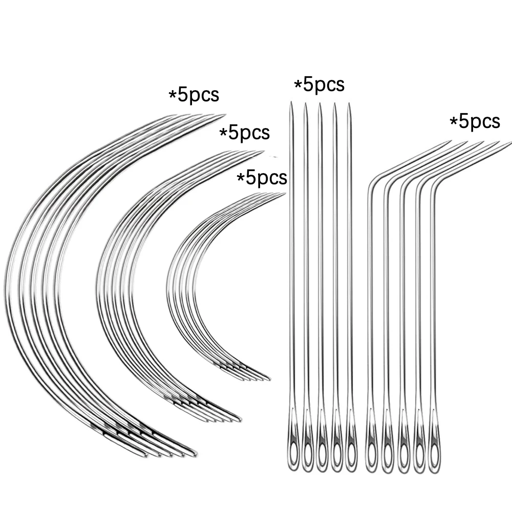 25Pcs/Lot Stainless Steel Curved Needles C I L Type Wig Making Needles Making Lace Wig Hair Necessary Accessories Tools