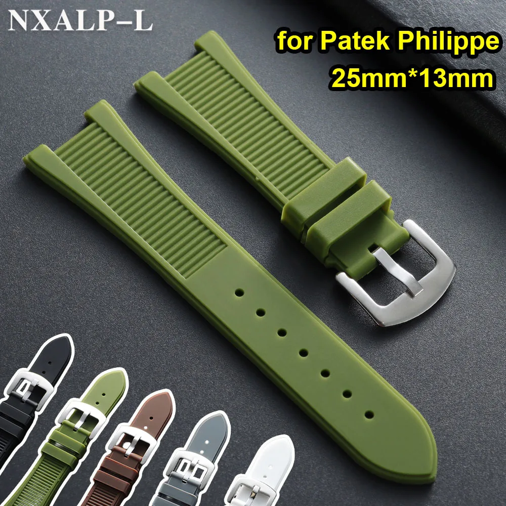 Patek Philippe Aquanaut 시리즈 5711/5712/5726/5980 고무 시계 밴드 방수 남성용 팔찌 용 실리콘 시계 스트랩 25mm * 13mm