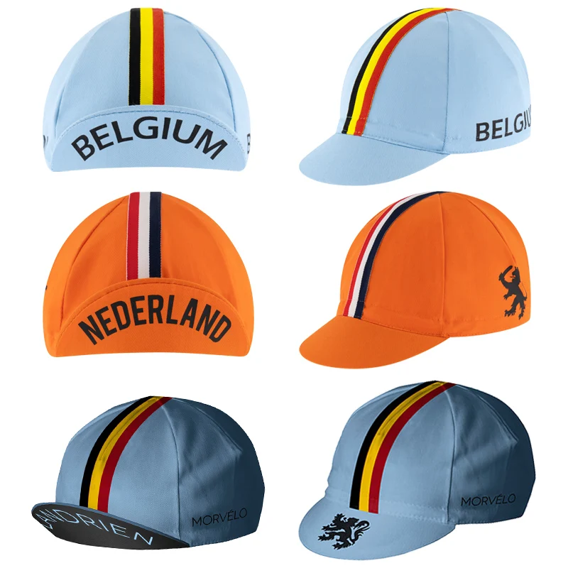 BELGIE/GERMANY/FRANCE/NETHERLANDS/UK Cycling Cap /Orange /White/Dark Blue Sport Bike Hat One Size Fits Most Can Be Customized