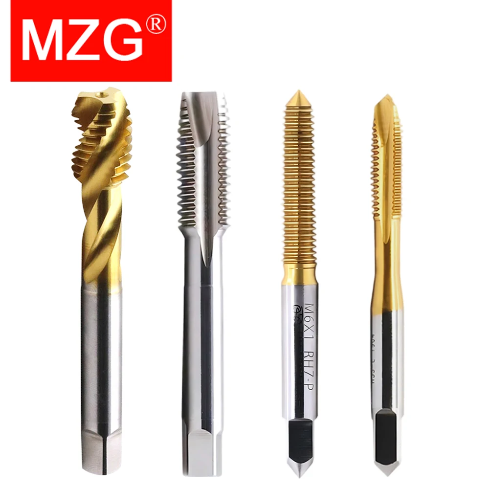 Mzg 1pc torneira m2 m4 m8 m16 m10 m12 cnc jis extrusão reta espiral flauta sulco através do furo cego rosca hss máquina torneiras de parafuso