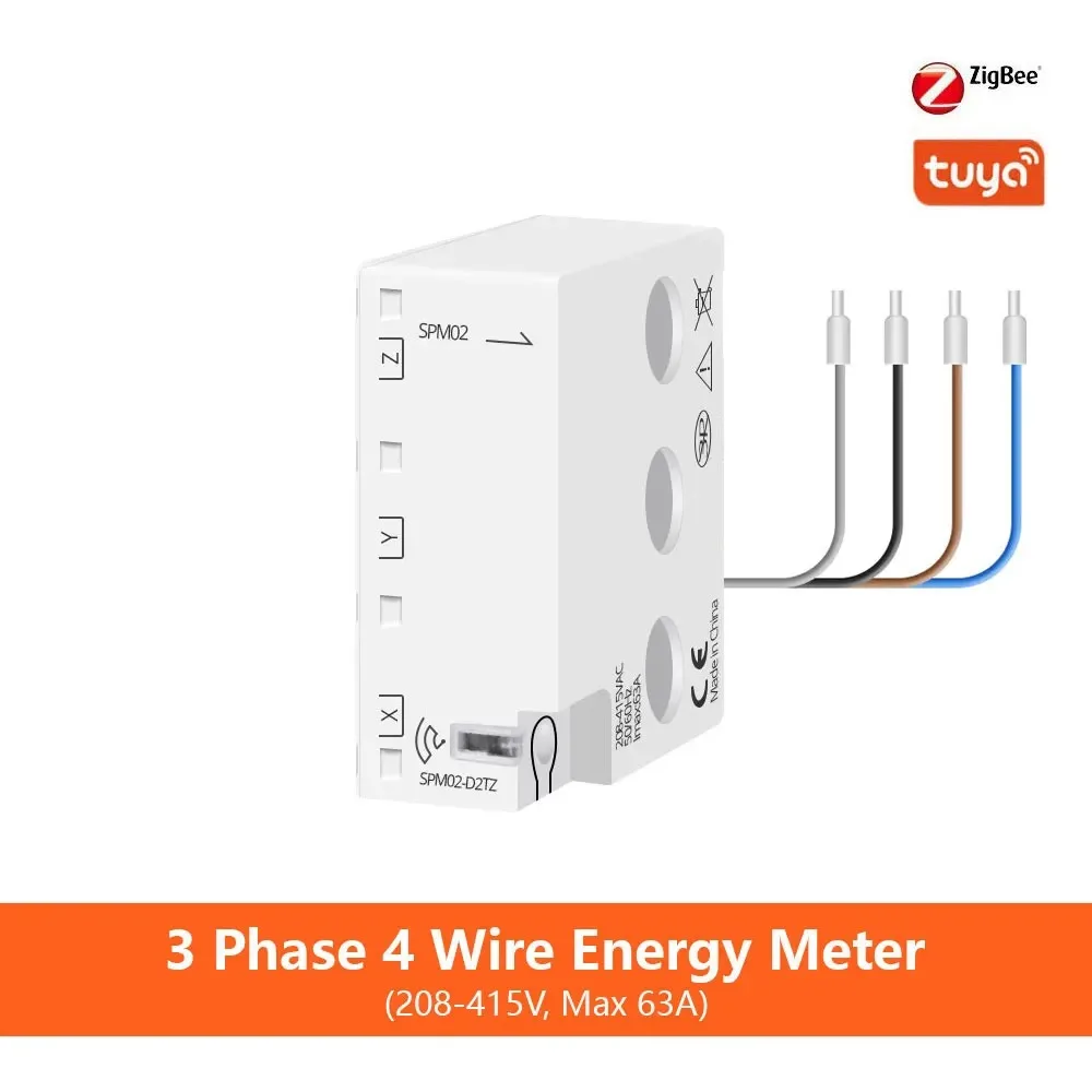 Smart Mini 63A Energiemonitor Kwh Stroomverbruiksmeter Werkt met Tuya Zigbee Hub Zigbee2MQTT Home Assistant