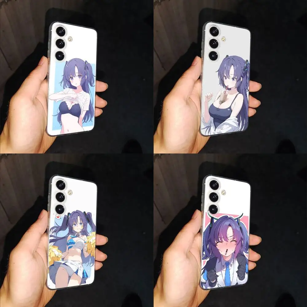 

Hayase Yuuka Blue A-Archive Phone Case For Samsung S24,30,21,22,23,20 FE,lite,PIus,Ultra,5G,Note,9,10 Transparent Cover