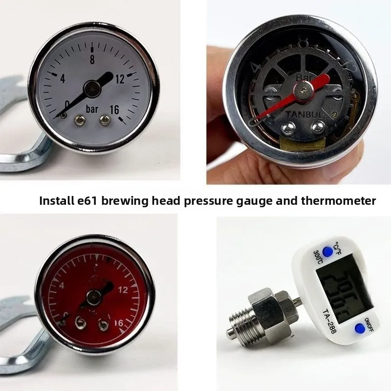 Universal E61 Semi-automatic Coffee Machine Brewing Head Modified Accessories Pressure Gauge Thermometer Meter