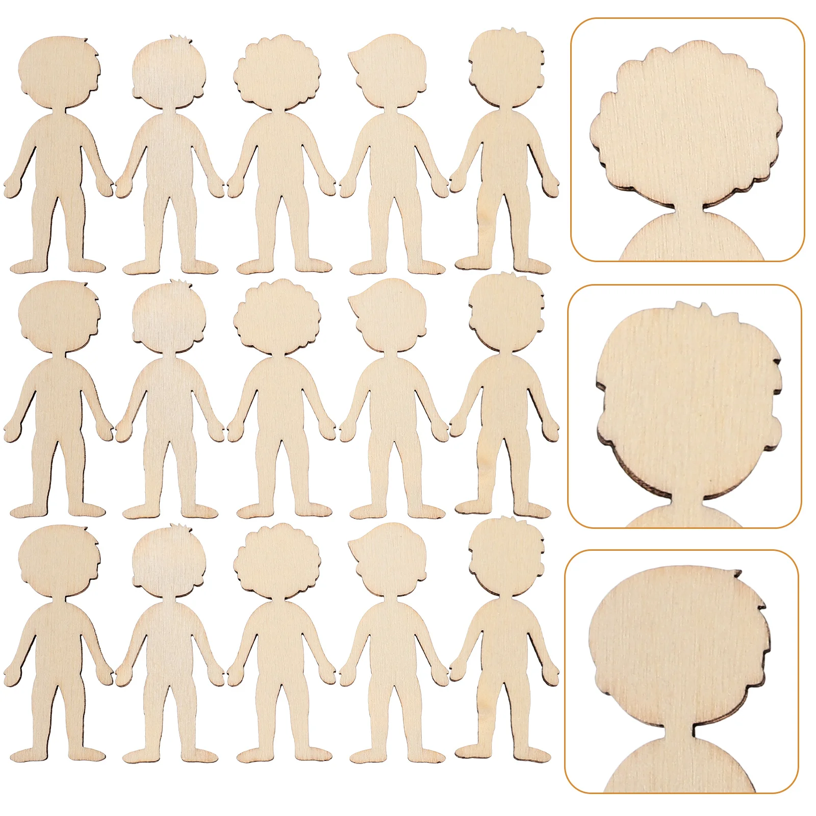 50 Pcs Cutouts Unfinished People Shaped Craft Blocks Hand-painted Figure Chip Woody Toy Paper