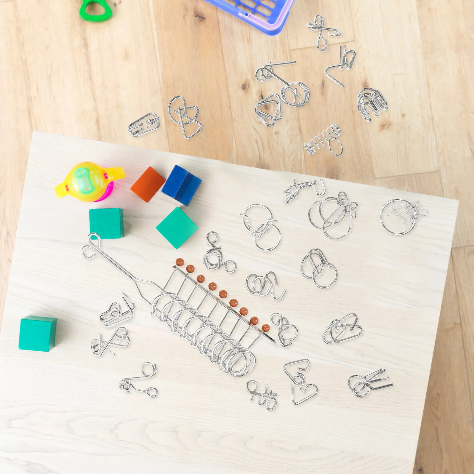 

25Pcs Intelligence Unlock Ring Puzzle Brain Teaser Game for Kids Adults Challenging Educational Metal Wire Puzzle Set