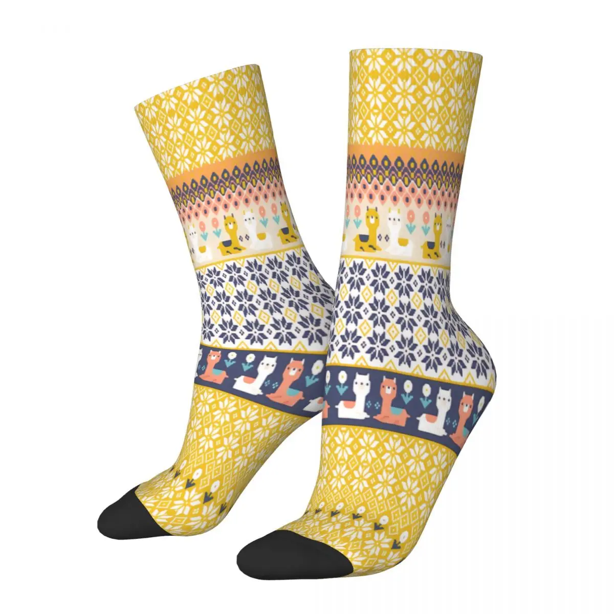 

Alpaca Christmas Sweater Pattern Socks Male Mens Women Autumn Stockings Printed