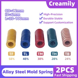 Creamily 2PCS Loading Die Spring High-Precision Spiral Stamping Compression Mould Alloy Steel Spring OD=12mm ID=6mm L=20mm-100mm