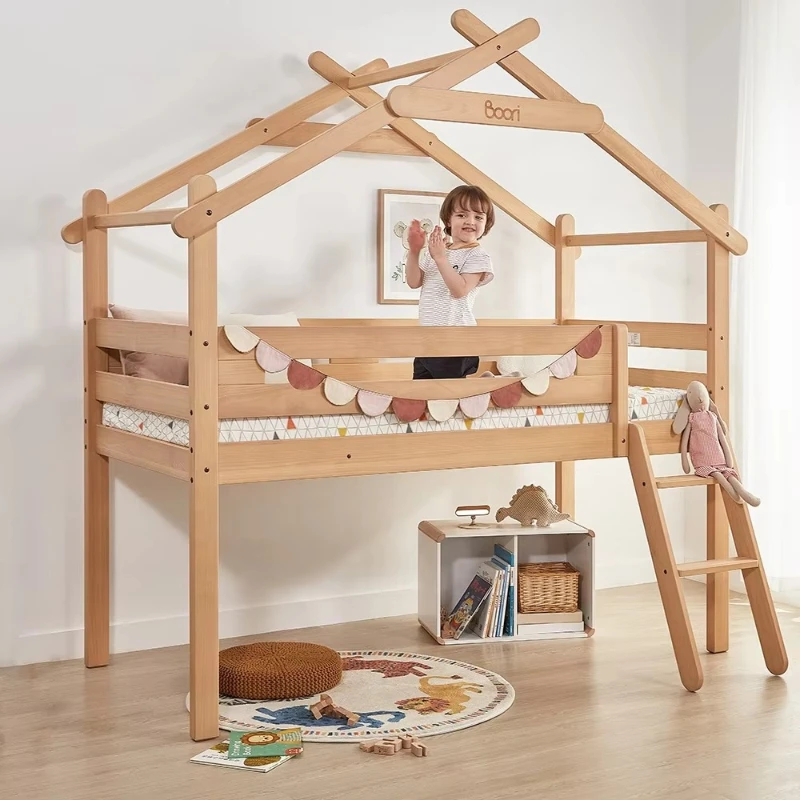 Wooden children's furniture double size single loft bed with children's locker manager