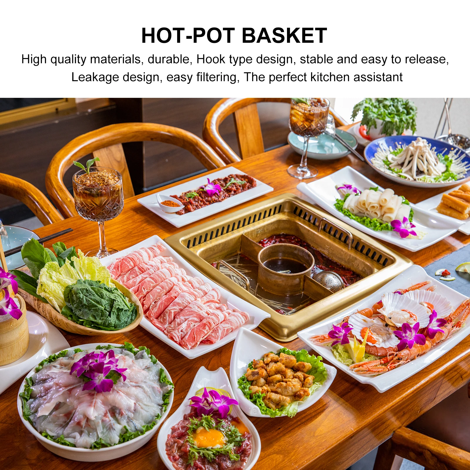 

Hot Pot Attachable Hotpot Strainer Large Basket with Handle for Boiling Straining