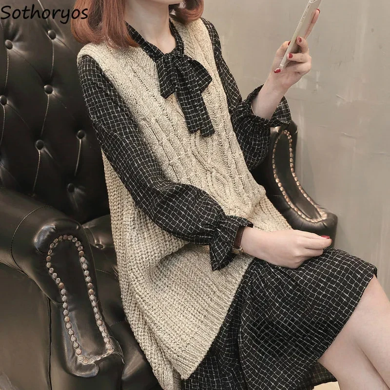 

Sweater Vest Women Autumn Knitted Solid Simple O-neck Sleeveless All-match Popular 3XL Baggy Casual Korean-style Fashion Chic