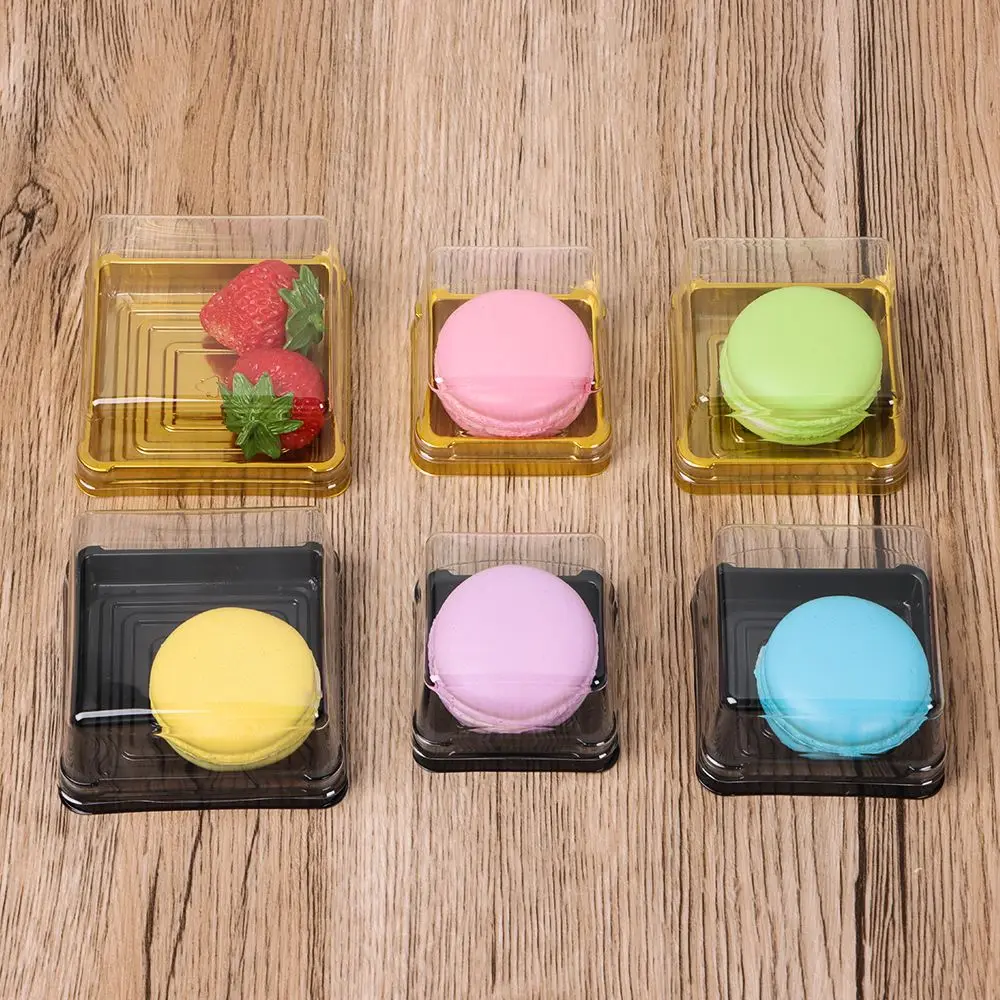 50pcs Plastic Square Moon Cake Boxes Egg-Yolk Puff Container Golden Packing Box Multi Size