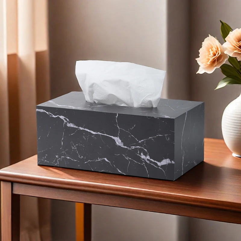 Luxury Acrylic Marble Tissue Box Holder Tissue Dispenser Napkin Holder Home Decor Office Desktop Tissue Storage Box Organizer