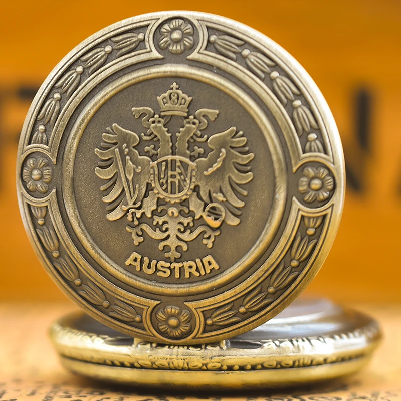 男性と女性のためのヴィンテージブロンズクォーツ懐中時計学生、ダブルイーグル看護緩和、クラムシェル、ギフト、ユニバーサル