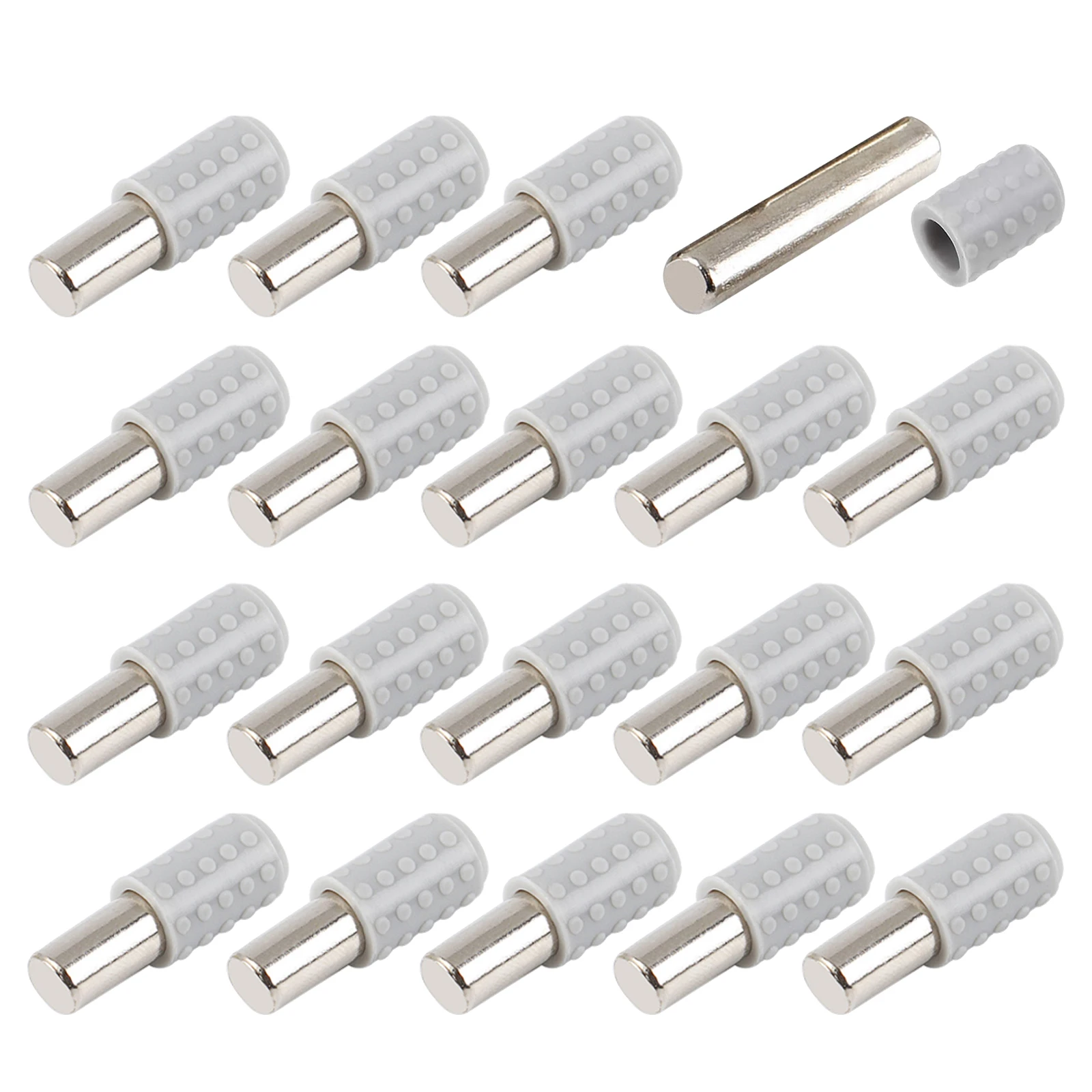 Plastic & Metal Durable Shelf Support Pins with Anti-Slip Rubber Sleeves - Ideal for Wardrobe Partitions, Wood & Glass Laminates