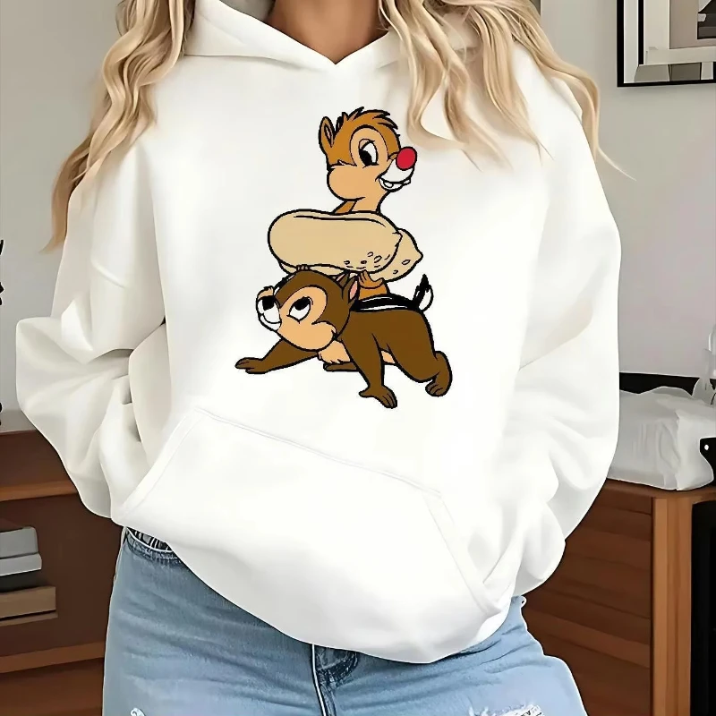 

Disney Chip and Dale Pattern Women Hoodie Autumn Winter Casual Unisex Pullover Sweatshirt Clothing Hoody Streetwear Oversized