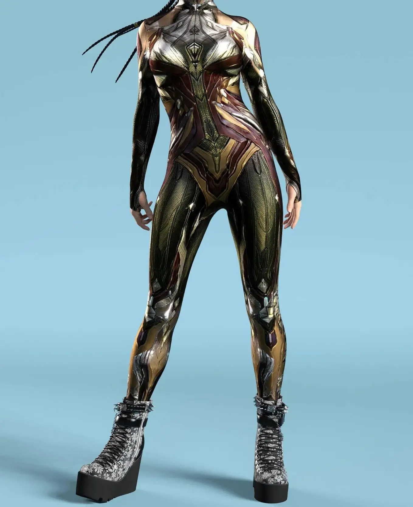 Cooles mechanisches Rüstungs-Cosplay-Kostüm für Frauen, Punk-Bodysuit, elastischer Jumpsuit für Feiertagspartys, ausgefallene Aerial-Yoga-Auftritte, Catsuit – Detail 37