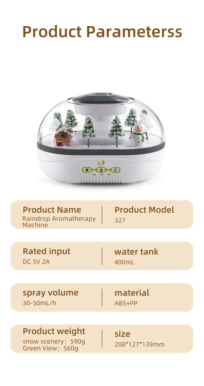 Simulierter Schneehügel-Luftbefeuchter, Schneemann-Aroma-Diffusor, Heimdekoration, kreative Schneelandschaft. Ideal für Schlafzimmer, Büro, Yo – Detail 16
