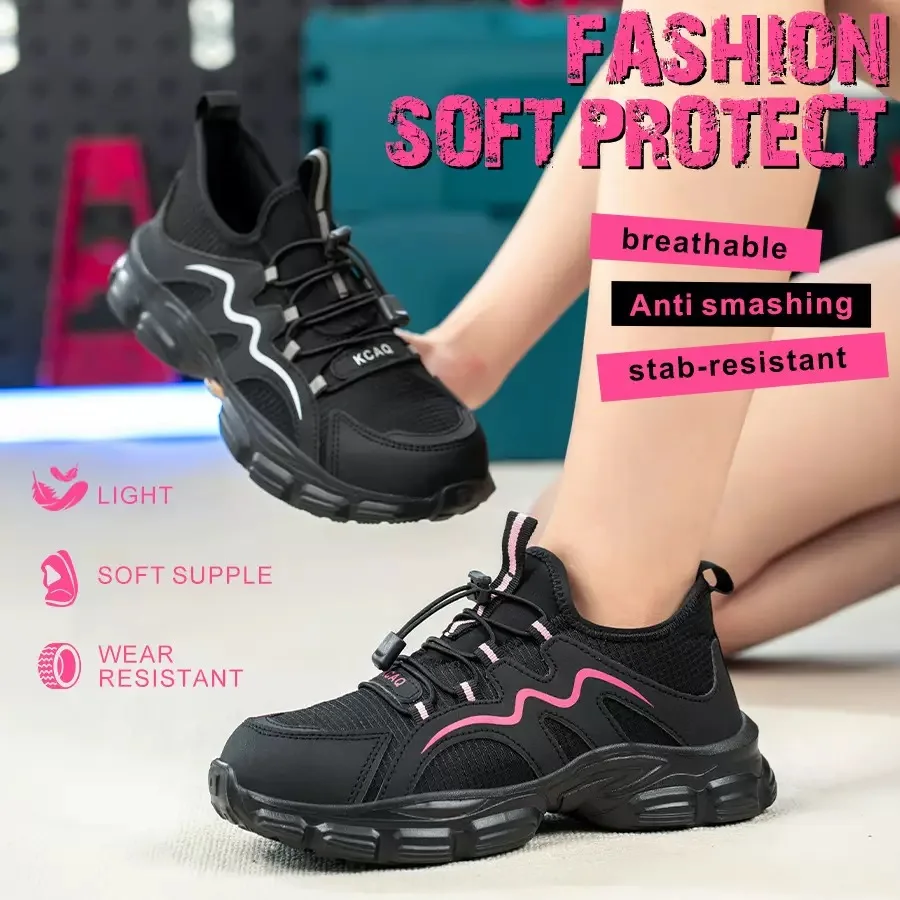 2025 Fashion Snap Breathable MD Low Top Safety Shoes Protective Worker Boots Steel Toe Anti-smash Anti Stabbing Men's Shoes