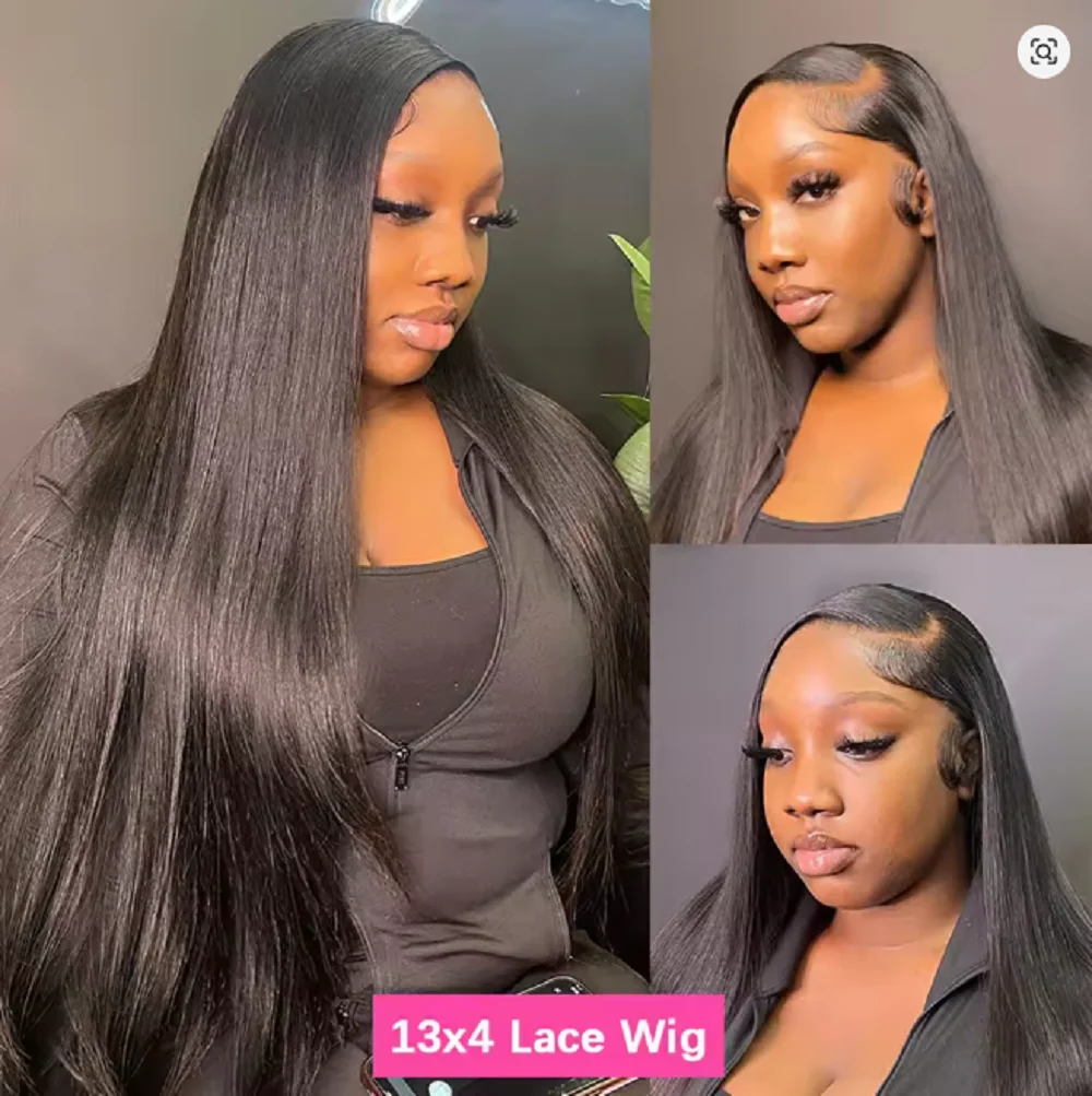 Wig Rambut Manusia Lurus Alami untuk Wanita, Wig Rambut Manusia dengan Lace Frontal 13x4, Wig Tanpa Lem 4x4 Pre Plucked, Rambut Manusia dengan Lace Pre Cut
