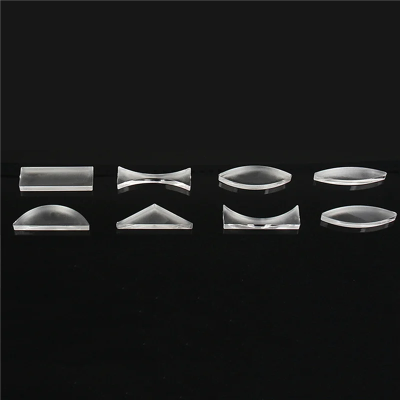 LICE-Acrylic Optical Experiment Set Triangular Prism Convex Lens Concave Mirror 16 PCS